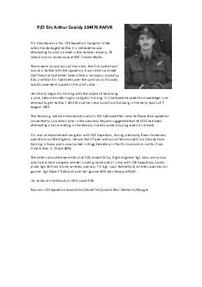 A preview of a PDF biography for Cassidy, Eric Arthur